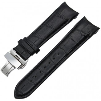 Leather Strap Curved End Black T035